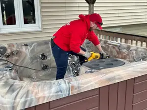 Cutting up hot tub
