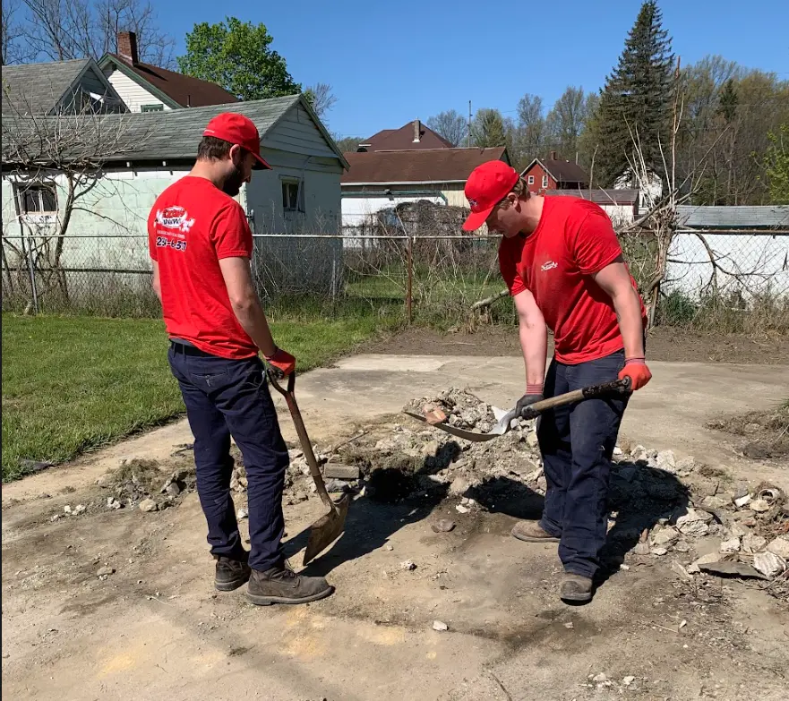 Shoveling construction debris