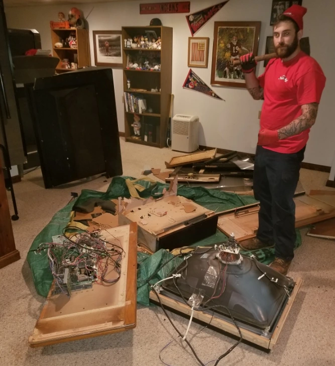 Projection tv demolished