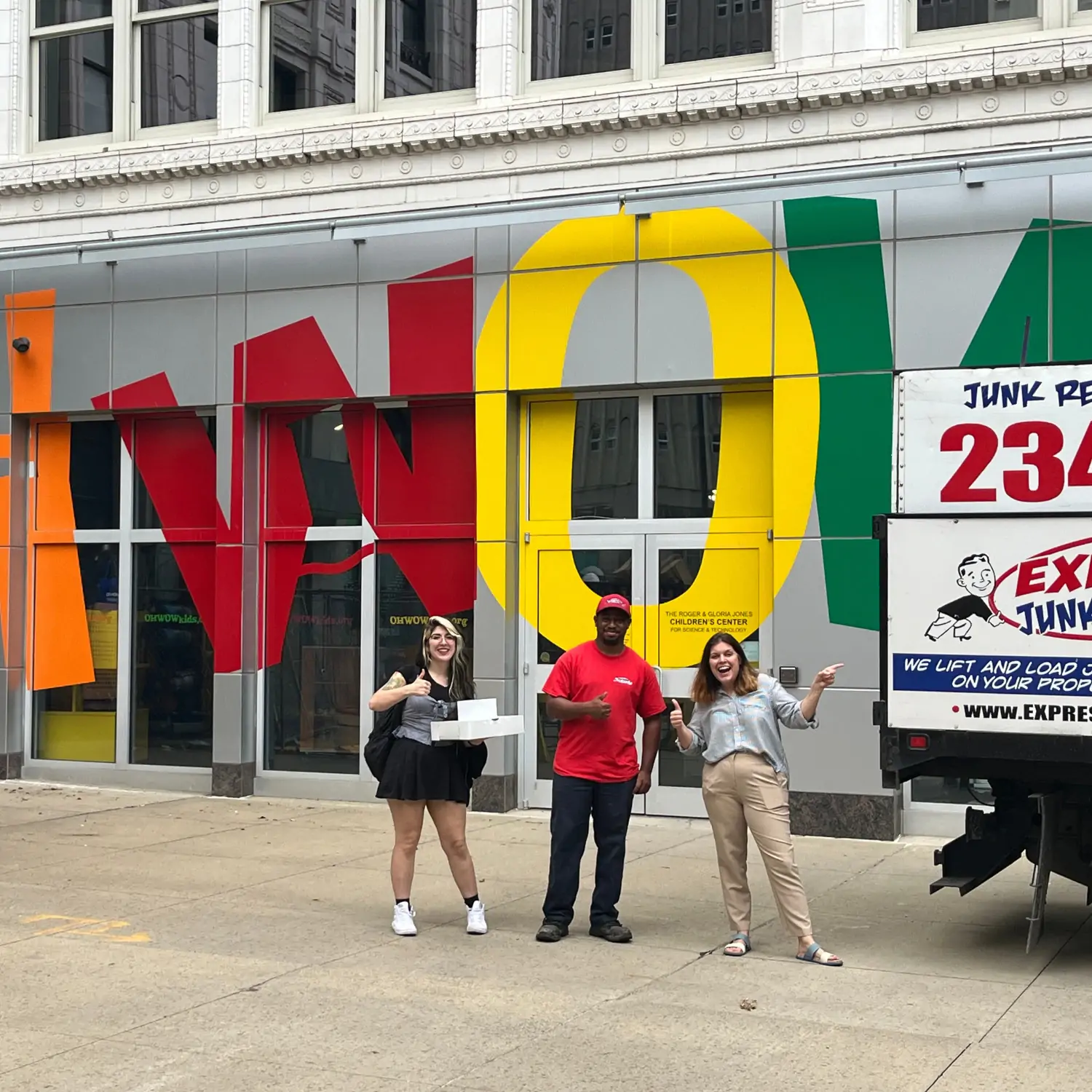 Express Junk Removal crew at Oh Wow Science Center cleanout in Downtown Youngstown Ohio